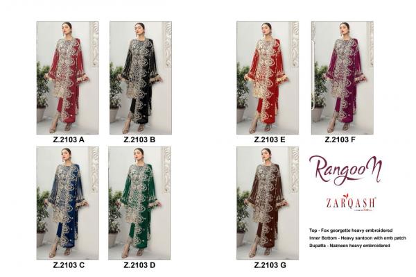 Zarqash Rangoon Designer Georgette Pakistani Salwar 